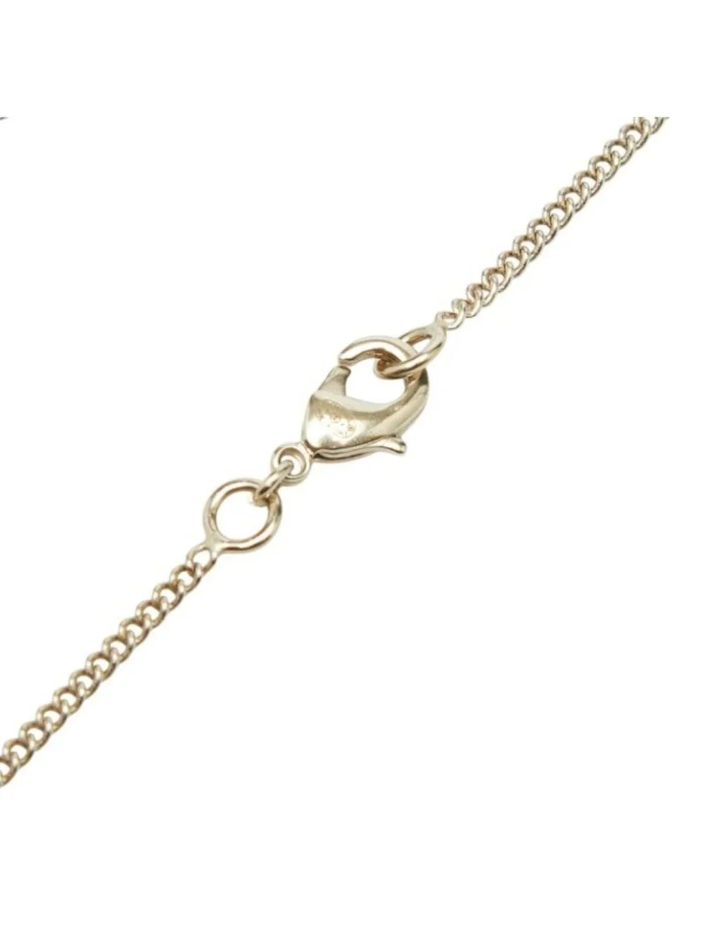 Chanel CC Logo Heart & Aro Line Stone Pendant Necklace Gold Pink Plated Enamel - Picture 5 of 7